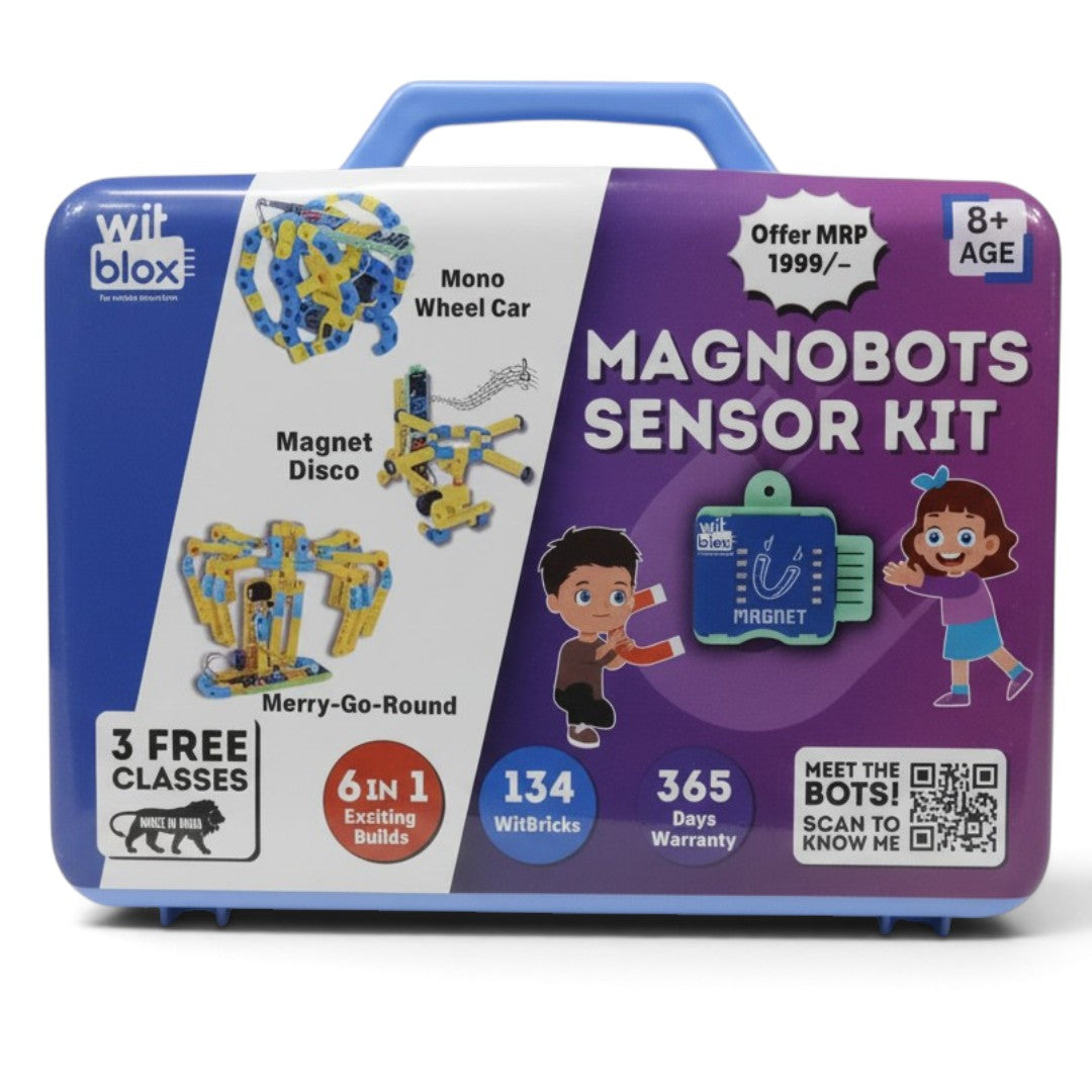 Witblox Magnobots Sensor Kit | 6-in-1 STEM Toy for Kids 8+ | 134 WitBricks & Magnetic Builds
