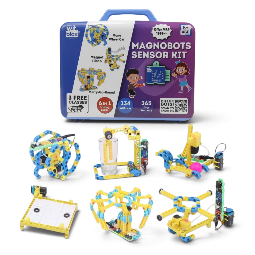 Witblox Magnobots Sensor Kit | 6-in-1 STEM Toy for Kids 8+ | 134 WitBricks & Magnetic Builds