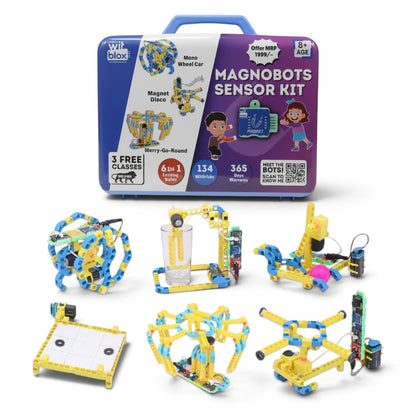 Witblox Magnobots Sensor Kit | 6-in-1 STEM Toy for Kids 8+ | 134 WitBricks & Magnetic Builds