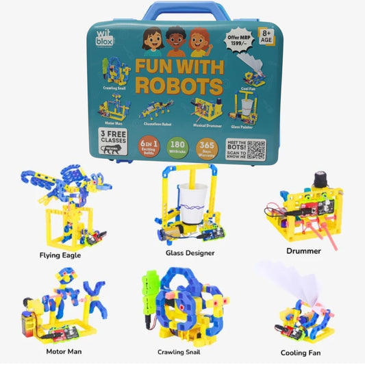 Witblox Fun With Robots Kit | 6-in-1 STEM Toy for Kids 8+ | 180 WitBricks & DIY Projects