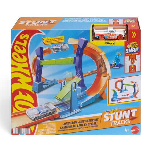 Hot Wheels 1:64 Corkscrew Jump Champion Track Set | Adjustable Loop Stunt Toy with Car