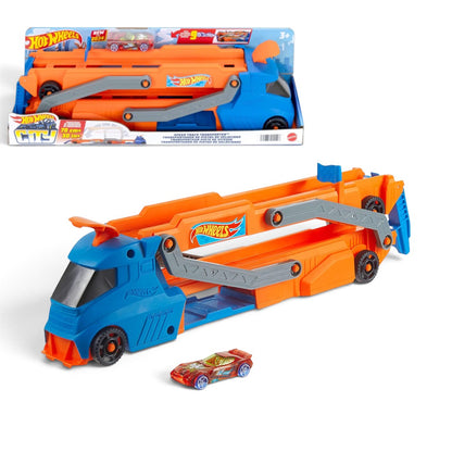 Hot Wheels Speed Track Transporter | 2-in-1 Hauler & 30+ Inch Raceway | Includes 1:64 Scale Car