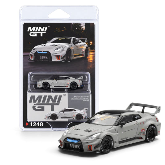 MINI GT 1:64 (Blister Pack) Nissan LB-Silhouette WORKS GT 35GT-RR Ver.1 Matt Grey Die-Cast Model Car – 1248