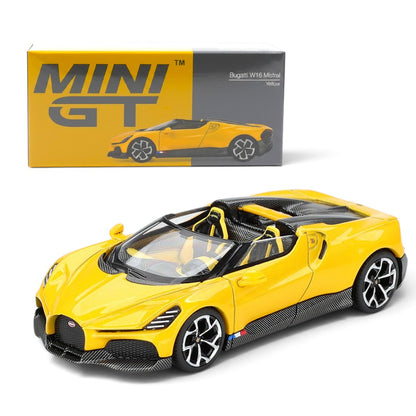 MINI GT 1:64 Bugatti W16 Mistral Yellow LHD Diecast Scale Model Car