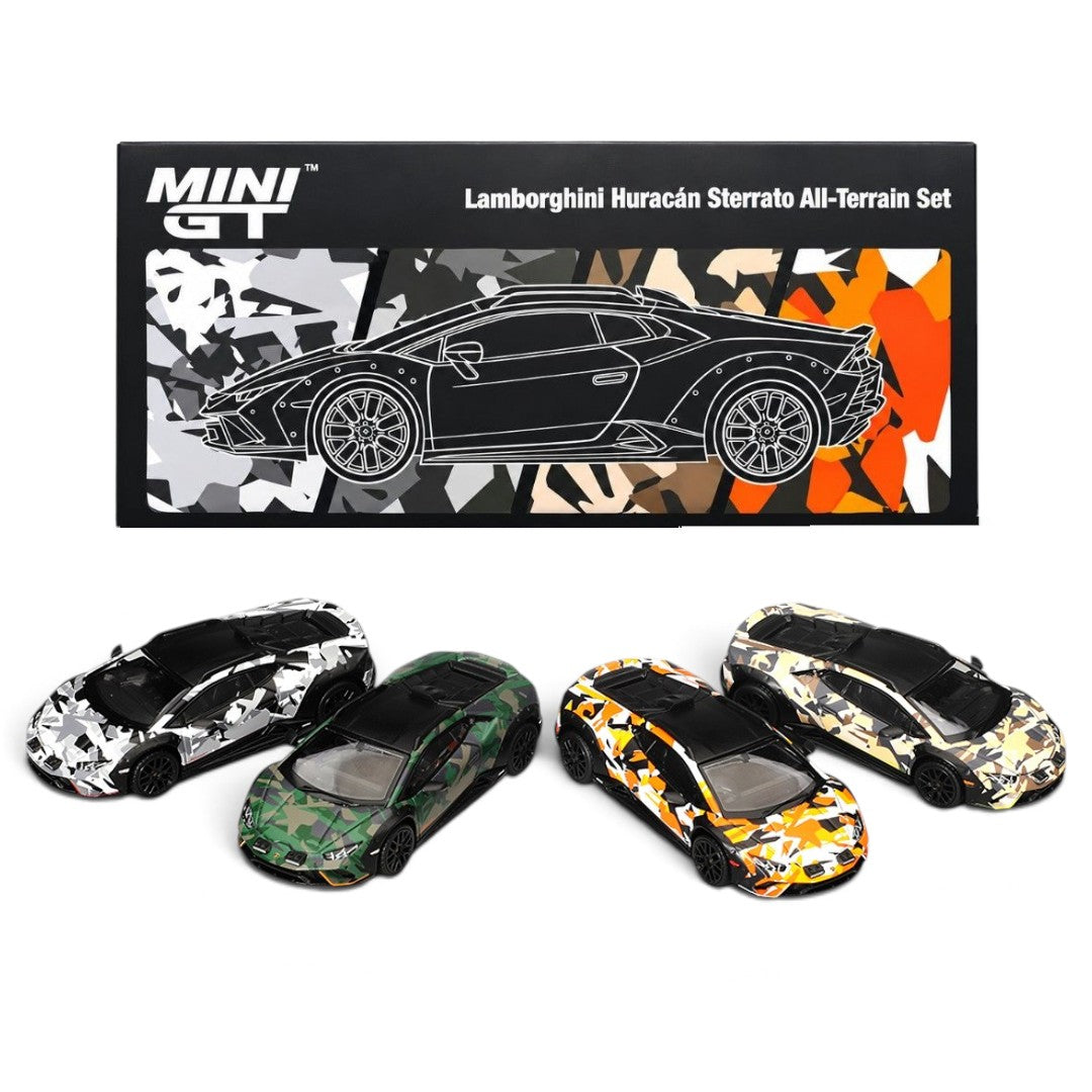 MINI GT 1:64 Lamborghini Huracan Sterrato All-Terrain NEVE SABBIA BOSCO TERRA Set Diecast Scale Model Cars