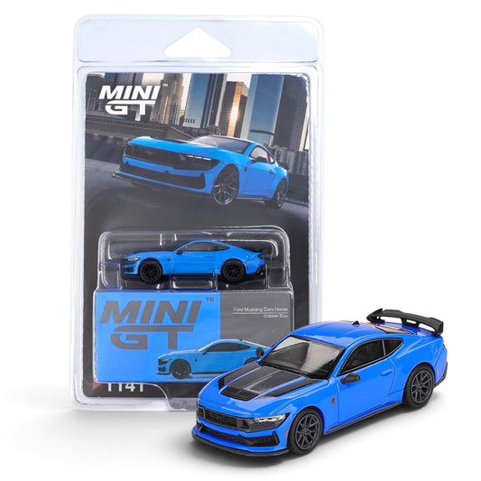 MINI GT 1:64 (Blister Pack) Ford Mustang Dark Horse 2024 Grabber Blue LHD Diecast Scale Model Car