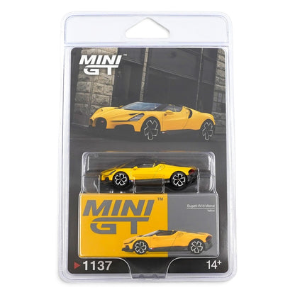 MINI GT 1:64 (Blister Pack) Bugatti W16 Mistral Yellow LHD Diecast Scale Model Car