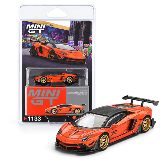 MINI GT 1:64 (Blister Pack) LB★WORKS Lamborghini Aventador Limited Edition Orange MDX 2025 – 1133
