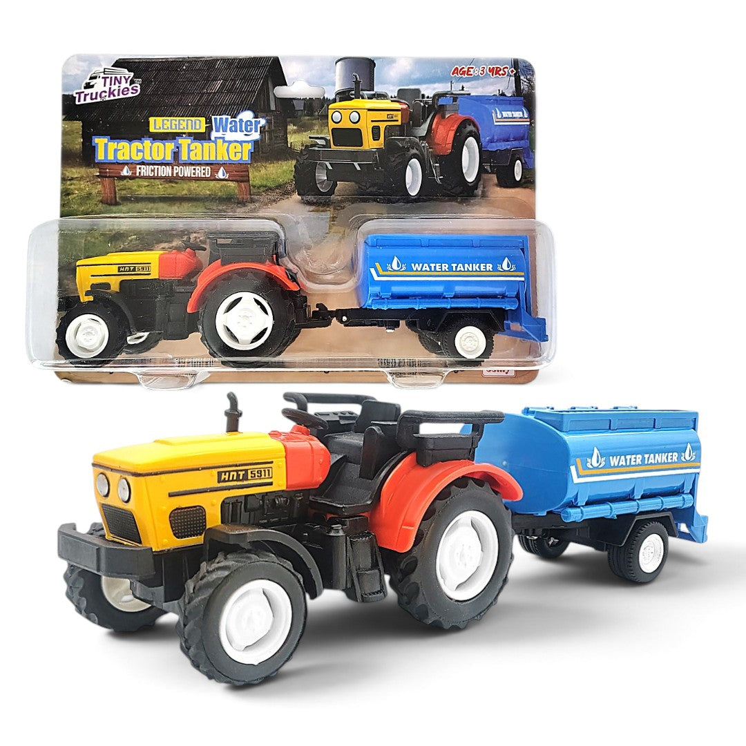 Centy Water Tractor Tanker Toy | Friction Powered Farm Tractor with Detachable Blue Trailer for Kids Age 3+
