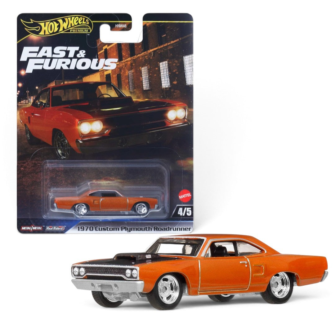 Hot Wheels Premium Fast & Furious 1970 Custom Plymouth Roadrunner 1:64 Diecast Scale Model Car for Collectors