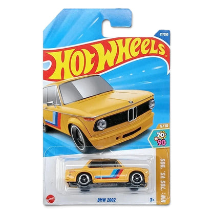 Hot Wheels BMW 2002 HW ’70s vs. ’90s 5/10, 1:64 Scale Die-Cast Model Car, Yellow – Mattel 2025