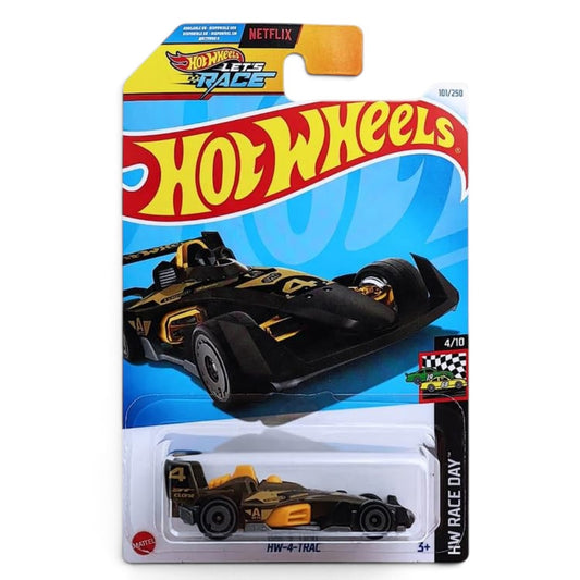 Hot Wheels Let’s Race Netflix HW 4-Trac HW Race Day, Black Die-Cast Toy Car for Kids Ages 3+