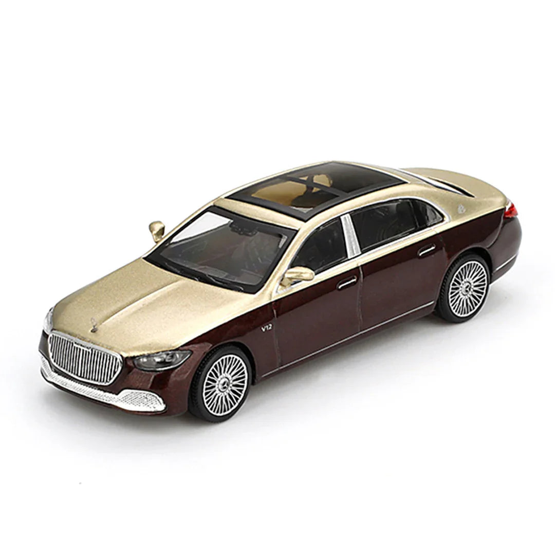 MINI GT 1:64 Mercedes-Maybach S 680 – Gold / Dark Red Metallic - Jaiman Toys