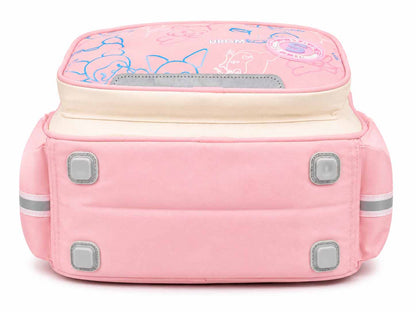 State Kids School Backpack 16Inch | Cute Cartoon Print School Bag with Multiple Compartments, Reflective Strips & Side Bottle Pockets