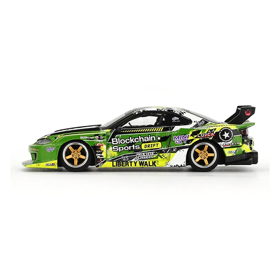 MINI GT 1:64 LB-Super Silhouette Nissan S15 SILVIA #555 V2 2024 Formula Drift Japan Liberty Walk Diecast Model Car