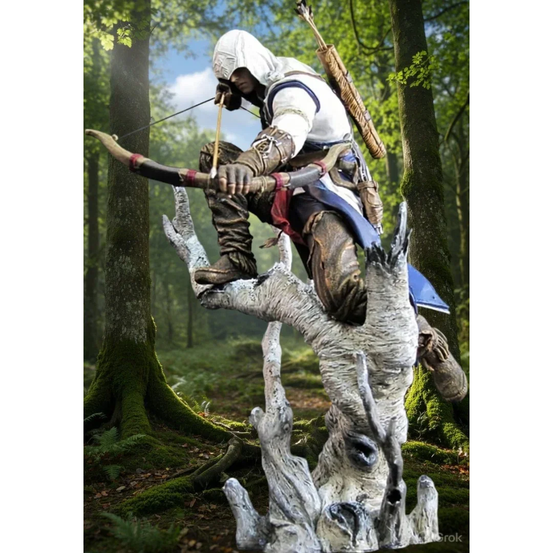 Assassin’s Creed III Connor The Hunter Statue | Premium Video Game Collectible Action Figure | Detailed Display Statue with Tree Base
