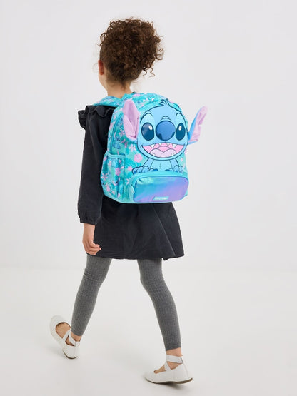 Smiggle Disney Stitch Backpack 32cm with 3D Ears, Front Zip Pocket & Side Bottle Pockets – Blue