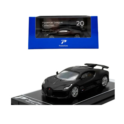 PosterCars 1:64 Bugatti Divo – Black – Acrylic Box | Hypercar League Collection #19 - Jaiman Toys