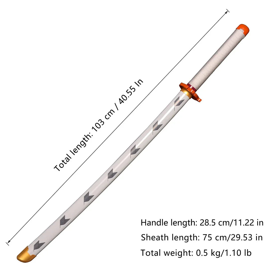 Demon Slayer Rengoku Kyojuro Samurai Sword – Flame Pillar Wooden Katana With Light Effect | Anime Cosplay Prop Sword for Kids & Collectors (Black & Red Blade)