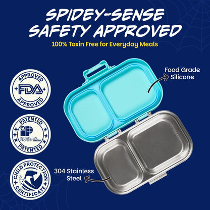 Basil Marvel Spidey Slingy Star 600ml Stainless Steel Lunch Box | 2-Section Kids Tiffin Box