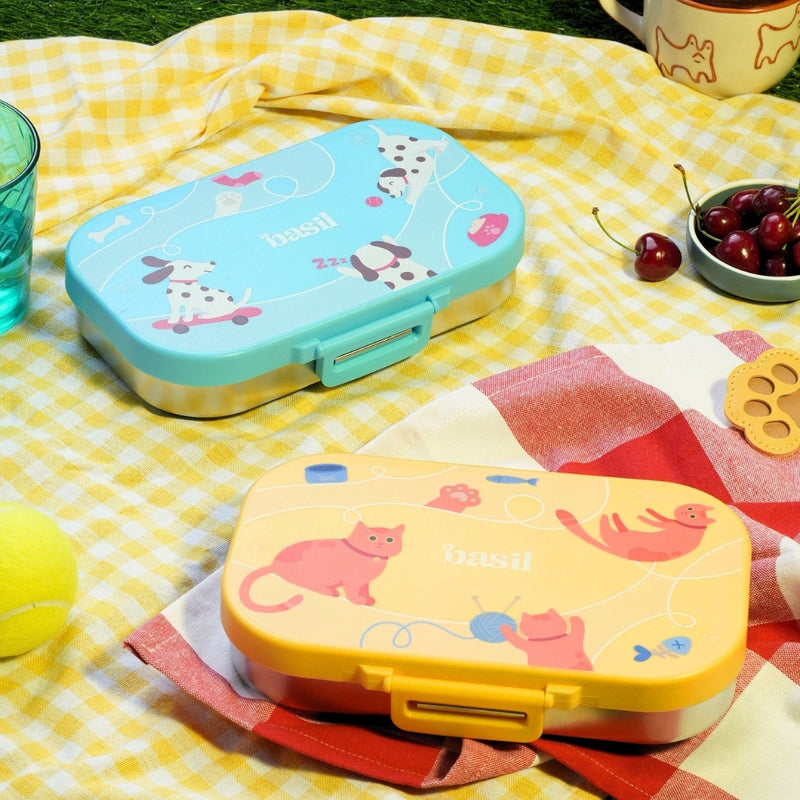 Basil Wiggly Woof 600ml Stainless Steel Lunch Box | 2-Section Leak-Proof Kids Tiffin Box