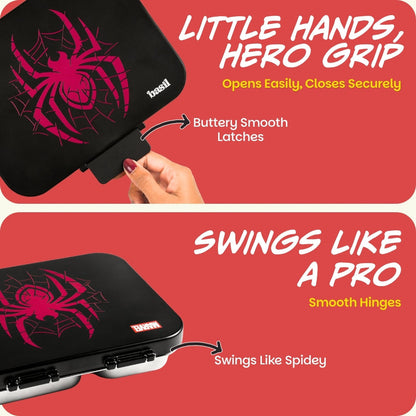 Basil Marvel Spider-Man 1000ml Stainless Steel Bento Lunch Box – Phantom Web | 3-Section Kids Tiffin Box