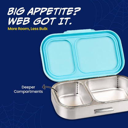 Basil Marvel Spidey Slingy Star 600ml Stainless Steel Lunch Box | 2-Section Kids Tiffin Box