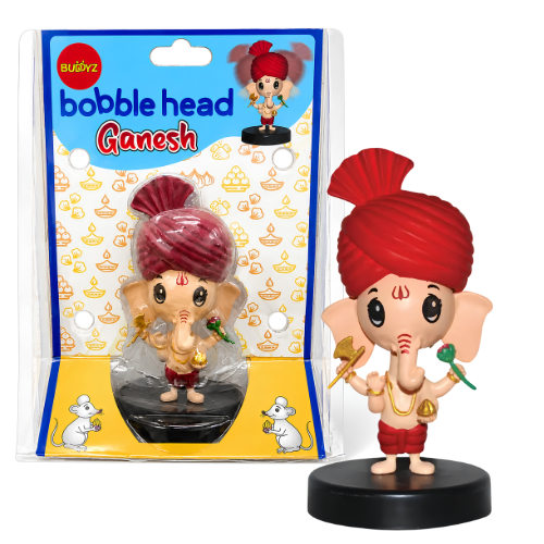 Buddyz Bobble Head Ganesh Idol – Cute Dashboard Bobblehead Decorative Figurine | Spring Head Wobble Toy | Car Dashboard, Home & Office Decor | Multicolor