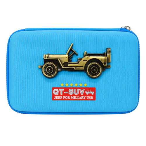 Qitong Military Jeep 3D Hard Shell Pencil Case for Kids, EVA Zipper Pencil Box, Large Capacity School Stationery Organizer, Shockproof & Water-Resistant, Blue