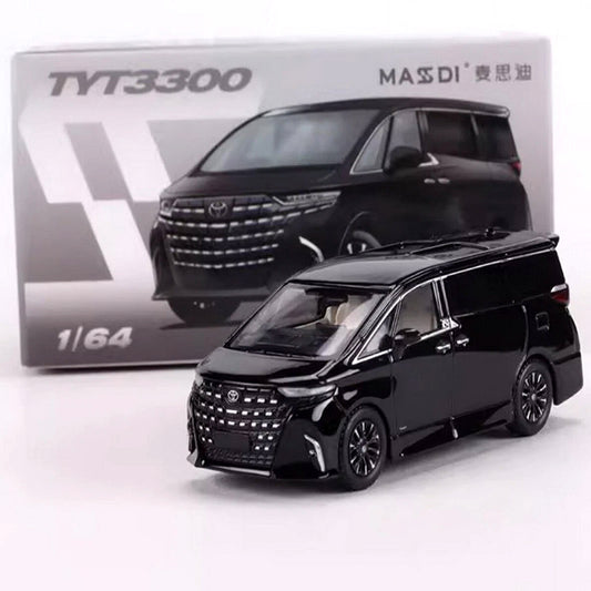 MASSDI 2023 Toyota Alphard Style 1:64 Diecast Luxury Minivan – Premium Metal MPV Model Car with Display Box (Black Edition)