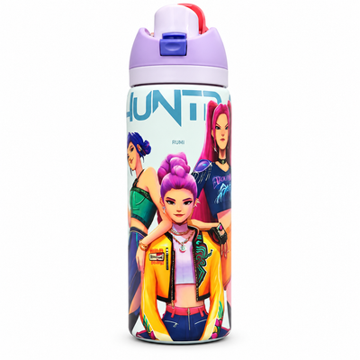 KPop Demon Hunters Rumi No.5 946ml (32oz) Insulated Stainless Steel Water Bottle with Straw Lid, Leak-Resistant Flip Top, Reusable Large Capacity Drinking Bottle for Kids, Girls, School, Travel & Everyday Use