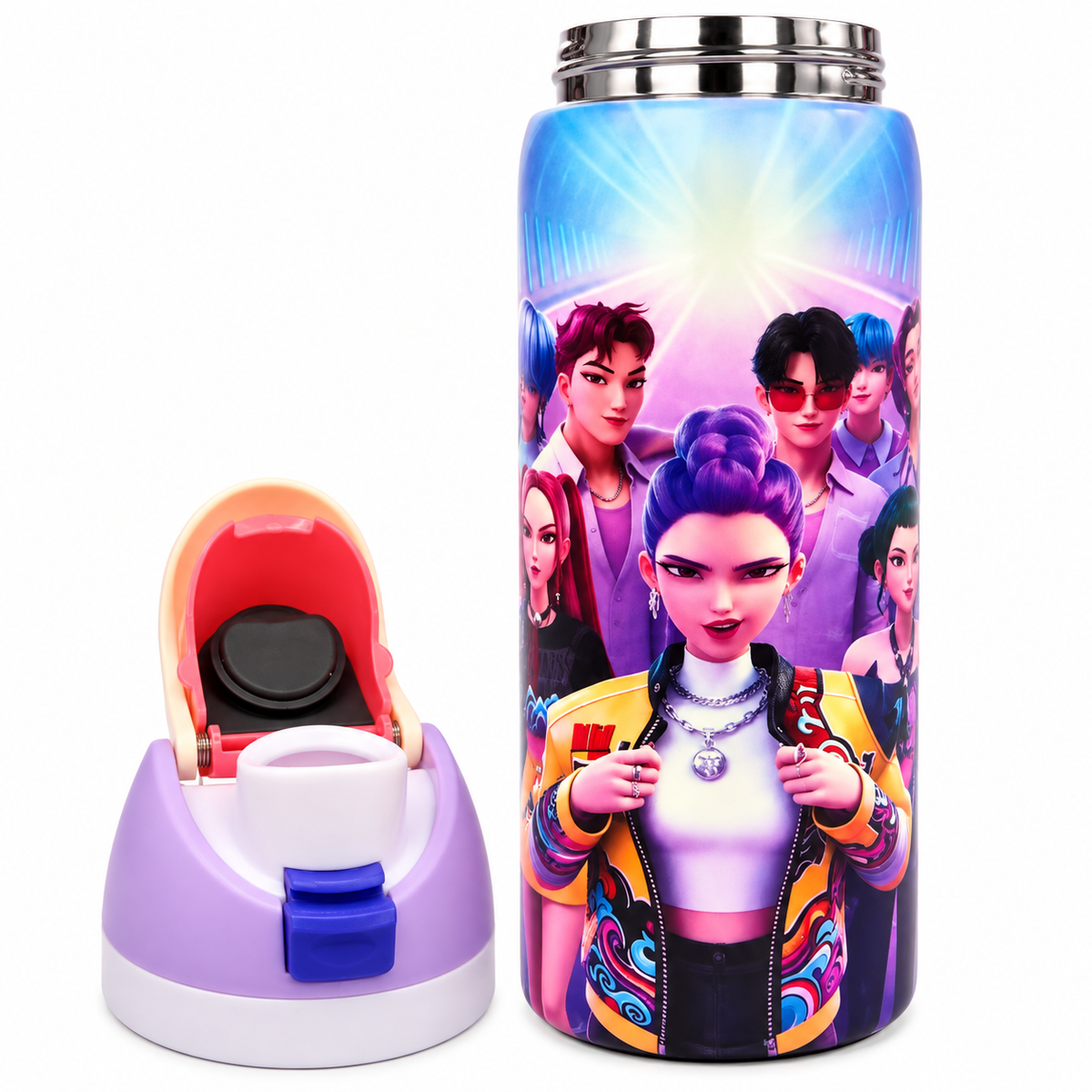 KPop Demon Hunters No.4 946ml (32oz) Insulated Stainless Steel Water Bottle with Straw Lid, Flip-Top Cap, Large Capacity Reusable Bottle for Kids, Girls, School, Travel & Everyday Use