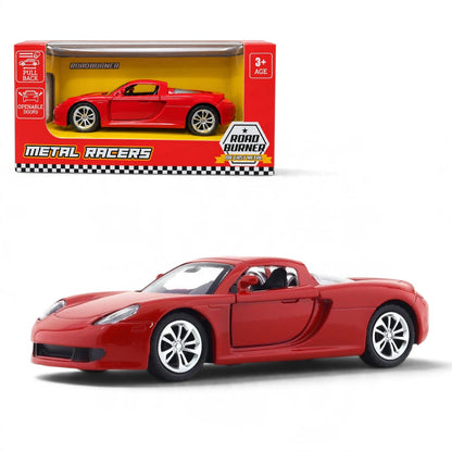 Road Burner 1:36 Red Die-Cast Sports Car with Pull-Back Action & Opening Doors