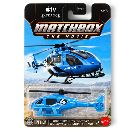 Matchbox 1:64 The Movie MBX Rescue Helicopter Blue Diecast Toy – Collectible Miniature Aircraft