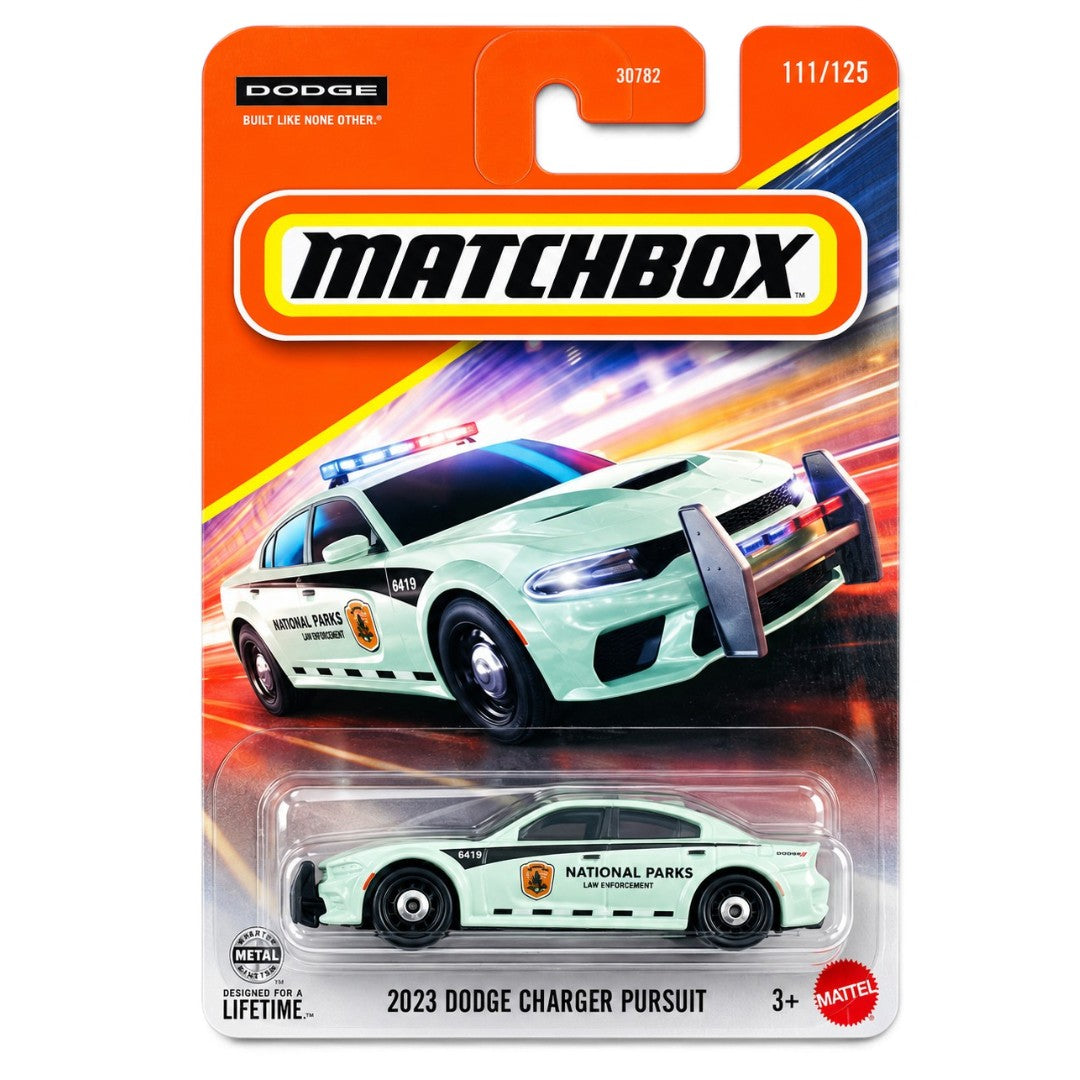 Matchbox 2023 Dodge Charger Pursuit National Parks Police Diecast Model Car – Light Green