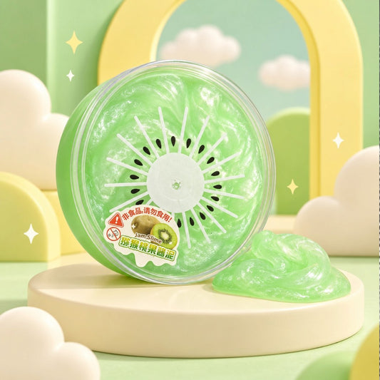 Kiwi Fruit Jam Slime in Kiwi-Shaped Container – Green Sensory Play Slime, 1 Piece