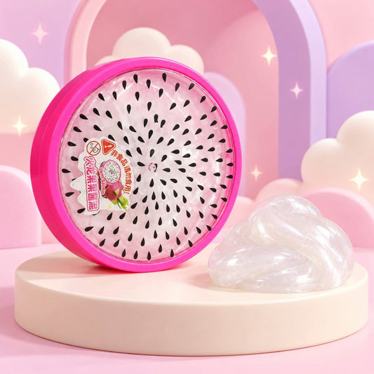 Dragon Fruit Jam Slime in Fruit-Themed Container – Pearlescent White Stretchy Sensory Toy, 1 Piece