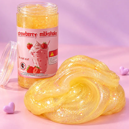 Strawberry Milkshake Glitter Slime in Resealable Jar – Sensory Play Toy, 1 Piece