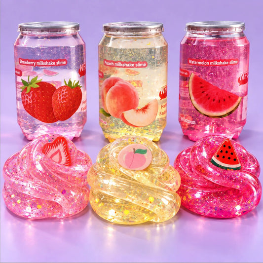 Fruit Milkshake Glitter Slime with Fruit Charm – Strawberry, Peach or Watermelon, 1 Random Piece