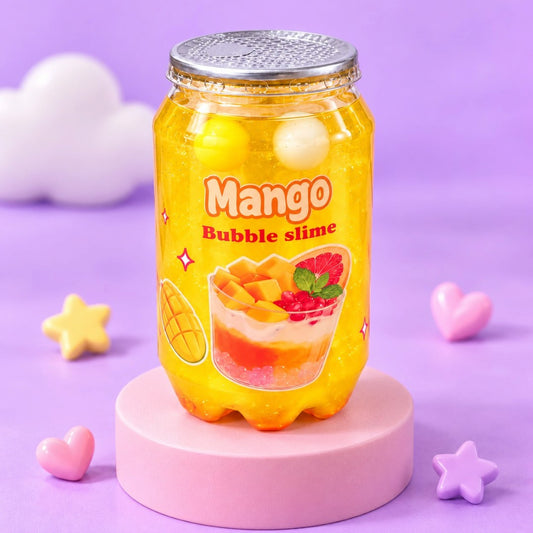 Mango Bubble Slime with Decorative Balls – Yellow Stretchy Sensory Play Toy, 1 Piece