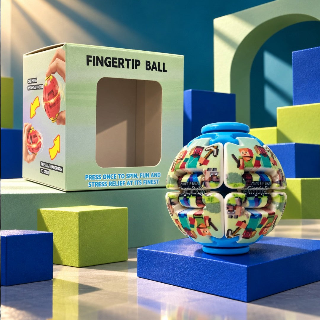 Transforming Fingertip Spinner Ball with Pixel Character Design – Fidget Toy, 1 Random Colour