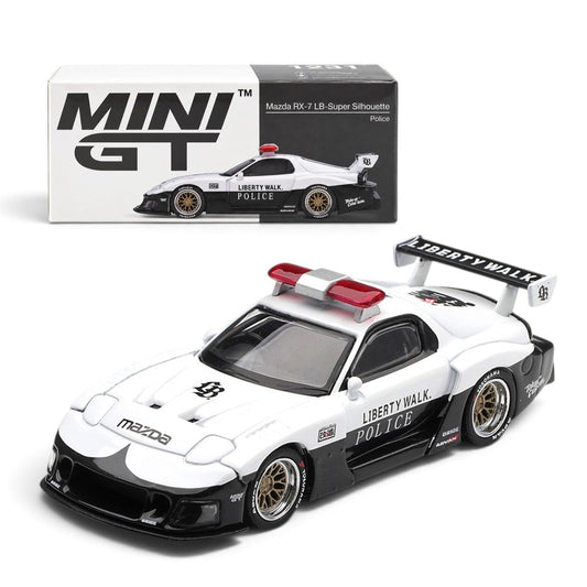 Mini GT 1:64 Mazda RX-7 LB-Super Silhouette Police Diecast Scale Model Car | Collectible Model