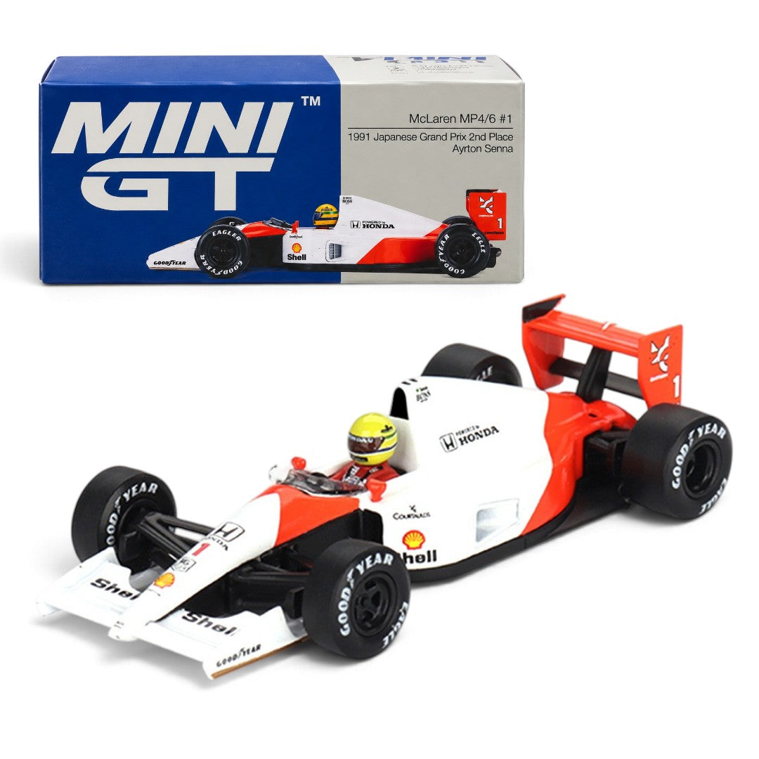 Mini GT 1:64 McLaren MP4/6 Ayrton Senna 1991 Japanese Grand Prix Diecast Scale Model Car | Collectible Model