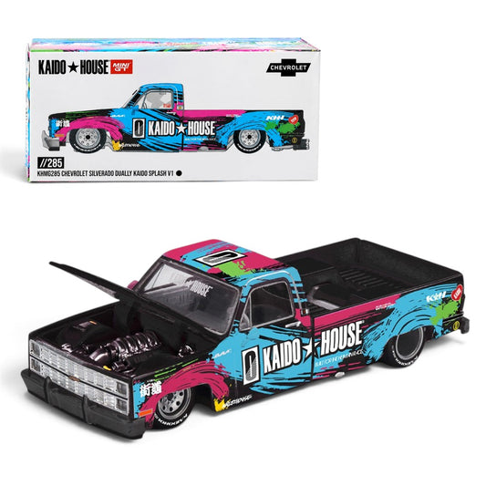 Mini GT 1:64 Scale Chevrolet Silverado Dually Kaido Splash V1 Diecast Scale Model Car | Collectible Model