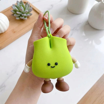 Cute Green Pear Silicone Mini Pouch Keychain | 3D Fruit Bag Charm with Zipper Storage for Coins, Earbuds, Keys & Small Accessories