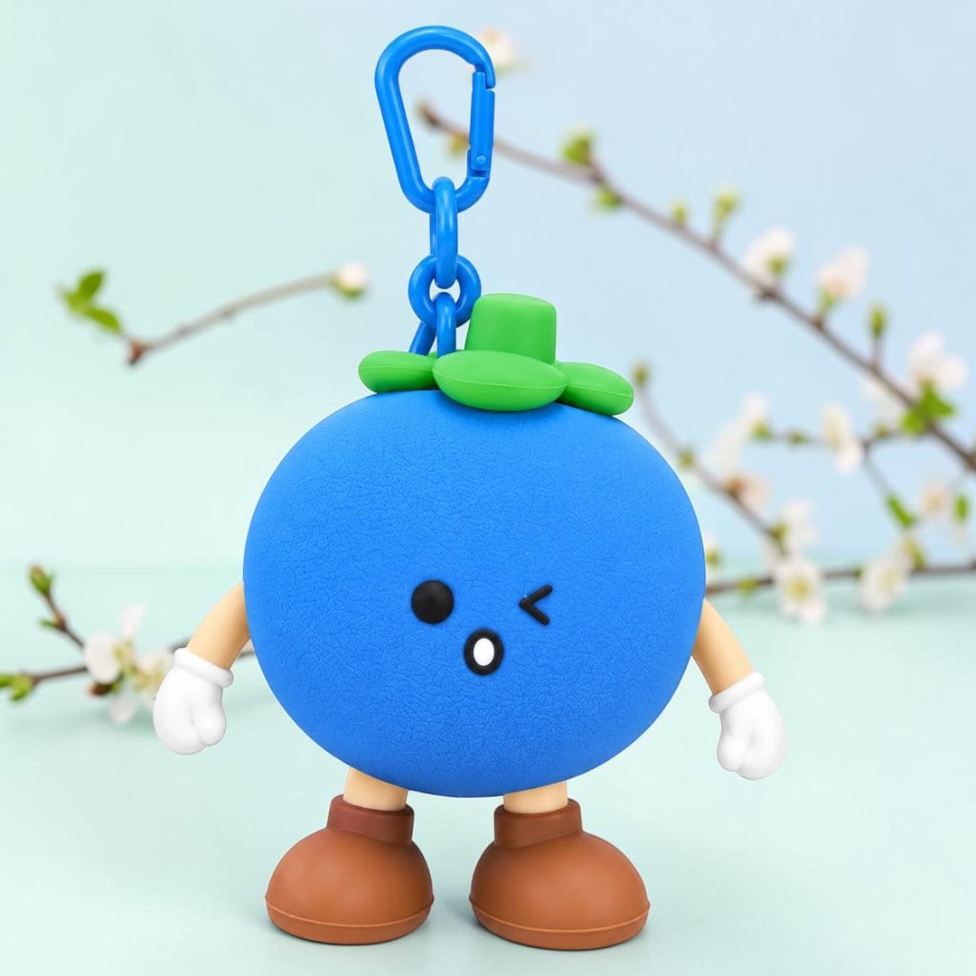 Cute Blueberry Silicone Mini Pouch Keychain | 3D Fruit Bag Charm with Zipper Storage for Coins, Earbuds, Keys & Small Accessories