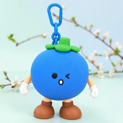 Cute Blueberry Silicone Mini Pouch Keychain | 3D Fruit Bag Charm with Zipper Storage for Coins, Earbuds, Keys & Small Accessories