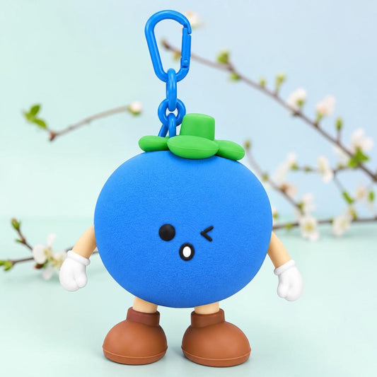 Cute Blueberry Silicone Mini Pouch Keychain | 3D Fruit Bag Charm with Zipper Storage for Coins, Earbuds, Keys & Small Accessories