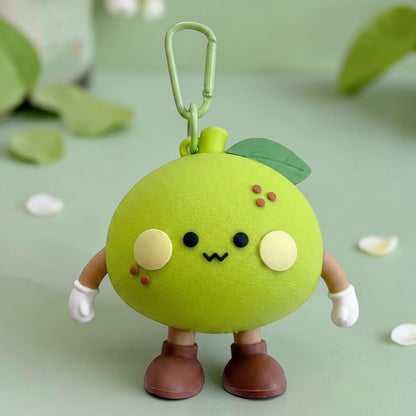 Cute Green Tangerine Silicone Mini Pouch Keychain | 3D Tangerine Bag Charm with Zipper Storage for Coins, Earbuds, Keys & Small Accessories