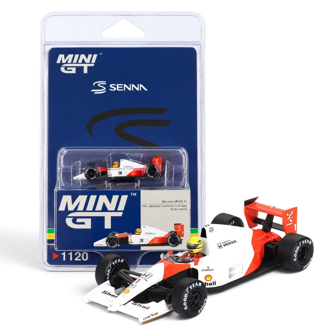 Mini GT 1:64 Scale (Blister Pack) McLaren MP4/6 #1 Ayrton Senna 1991 Japanese Grand Prix 2nd Place Diecast Scale Model Car | Collectible Model